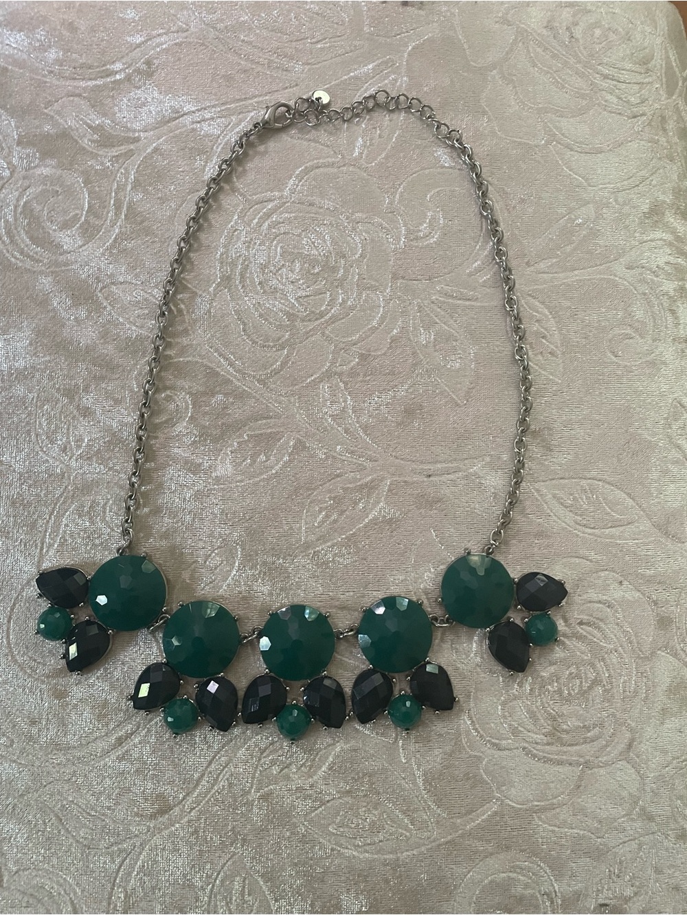 Versona Teal and Black Faceted Statement Necklace